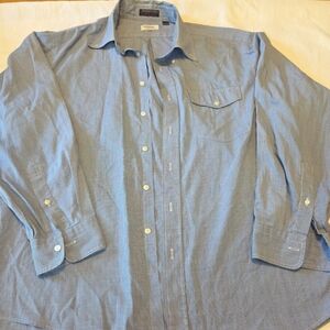 Nordstrom Mens Classic Dress Shirt Size 17.5 34 Button Front Blue Striped Long S